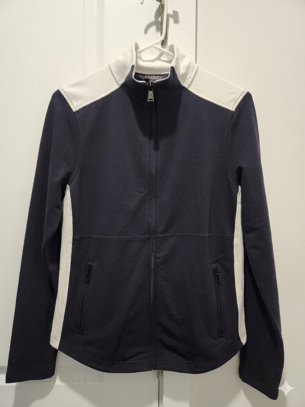 Ralph Lauren Polo Women's Black and White Full-Zip Performance Jacket
